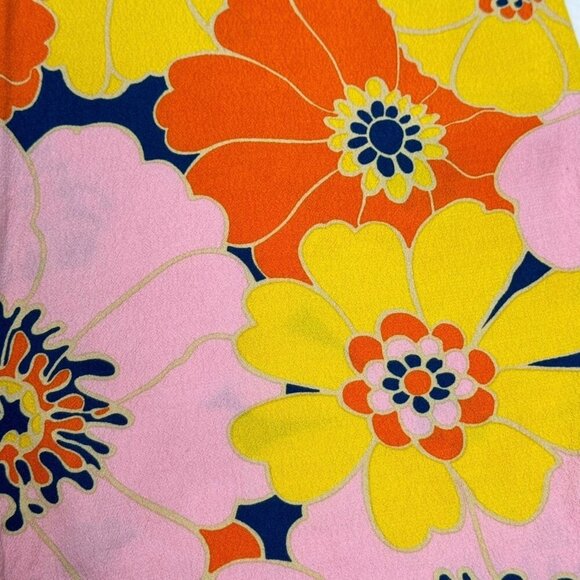 Zara Floral Print Flare Pants Sz.S Pink High Rise Viscose Dopamine Blogger Fav - Picture 5 of 16